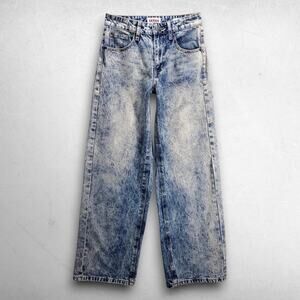 Guess Originals Baggy Wide Leg Jeans 100% Cotton Women 24 Blue Acid Vintage Wash